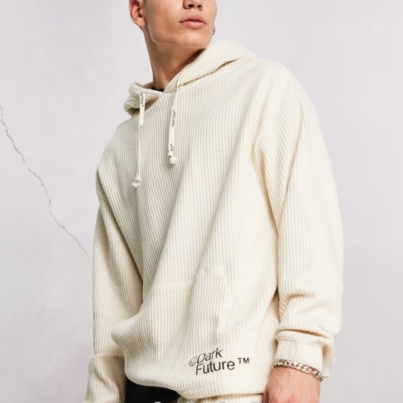 ASOS Off-White Textured Hoodie - Picture 1 of 4
